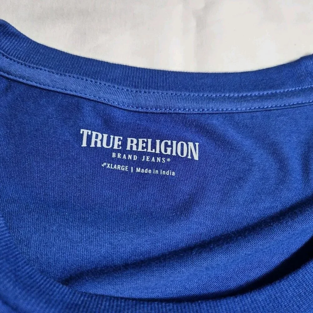 True Religion T-Shirt Mens 2XL Blue 100% Cotton Short Sleeve (44)